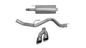 Ford F-150 Performance Exhaust - Single Side - CORSA Performance - Cat-Back Sport Single Side Dual 4in Tips - Polished - `15-`20